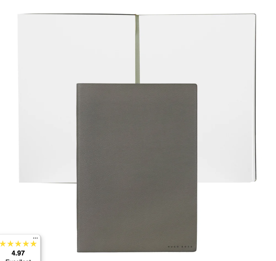 Hugo Boss Khaki Plain Notebook Essential A5 Vegan Leather Cover 160 Pages (80m/m2) 148 x 210mm Pagemark - Image 4